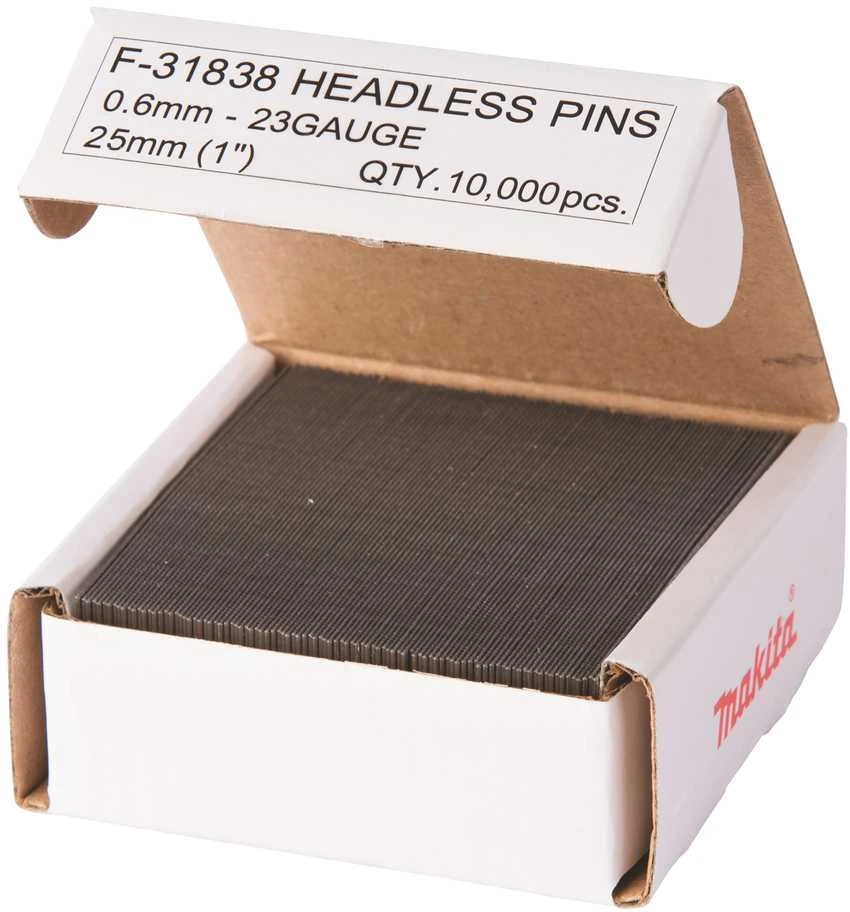 Makita Smeigės 0,6X25MM, Plienas P25, 10.000 Vnt. F-31838 Smeigės 0,6X25MM, Plienas P25, 10.000 Vnt. BPT350, BPT351, AF500HP
