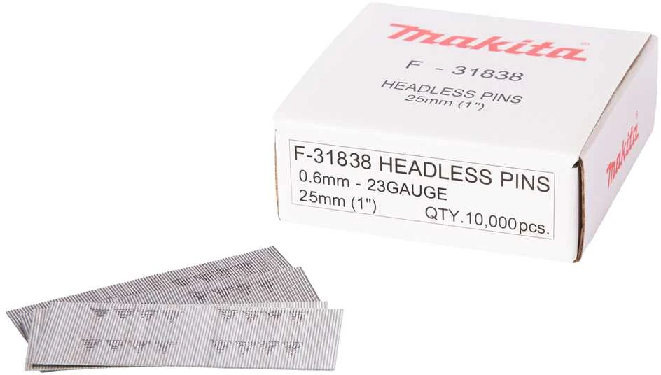 Makita Smeigės 0,6X25MM, Plienas P25, 10.000 Vnt. F-31838 Smeigės 0,6X25MM, Plienas P25, 10.000 Vnt. BPT350, BPT351, AF500HP