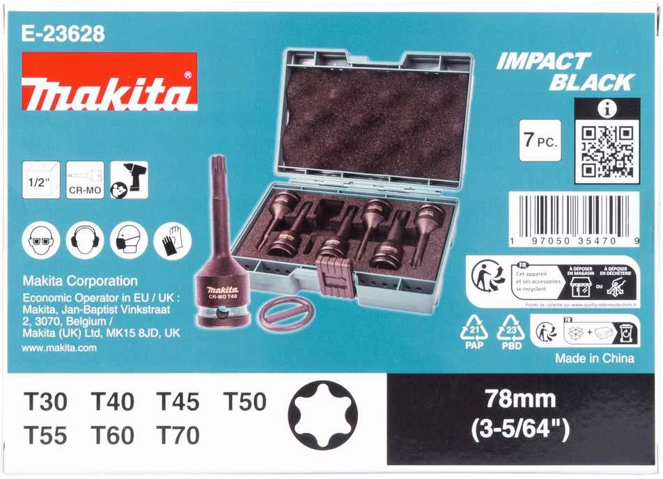 Makita Smūginių "IMPACT Juodas" sukimo galvų rinkinys, 7 vnt. E-23628