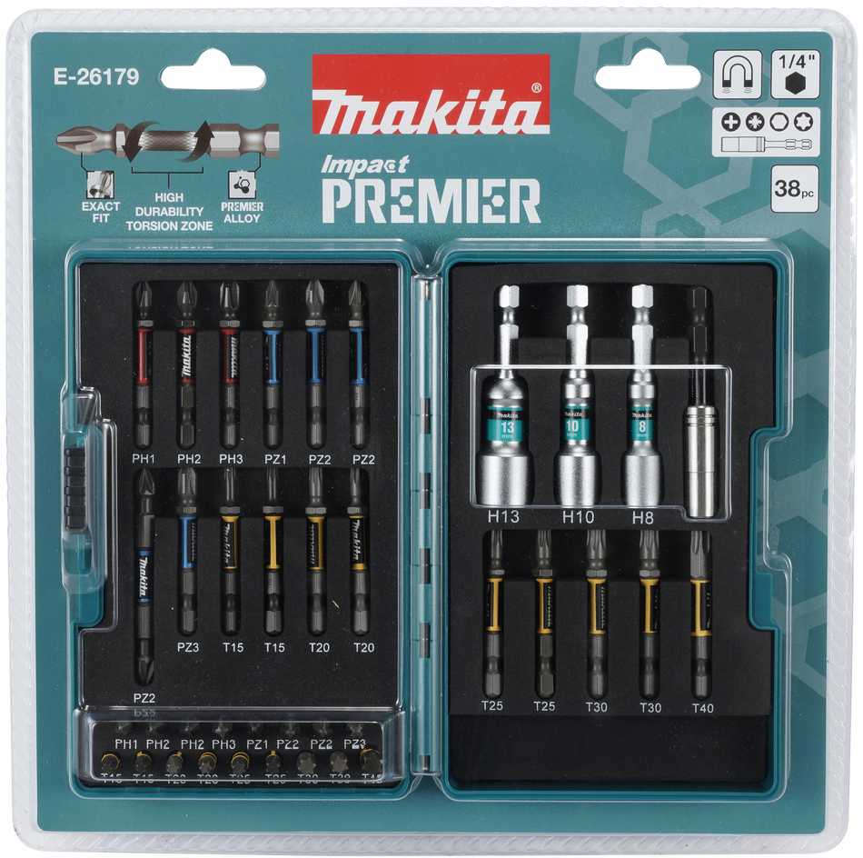 Makita Smūginių sukimo antgalių rinkinys Impact PREMIER, 38 vnt. E-26179