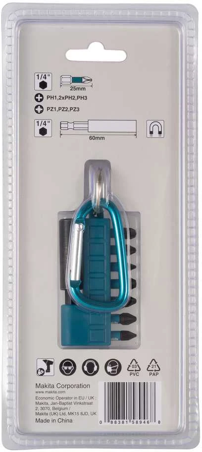 Makita Sukimo antgalis , 8vnt. IMPACT Juodas E-11994