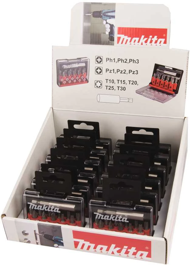 Makita Sukimo antgalių komplektas 12 vnt. D-31083 (PH, PZ, TX, 25mm, magnetic holder )