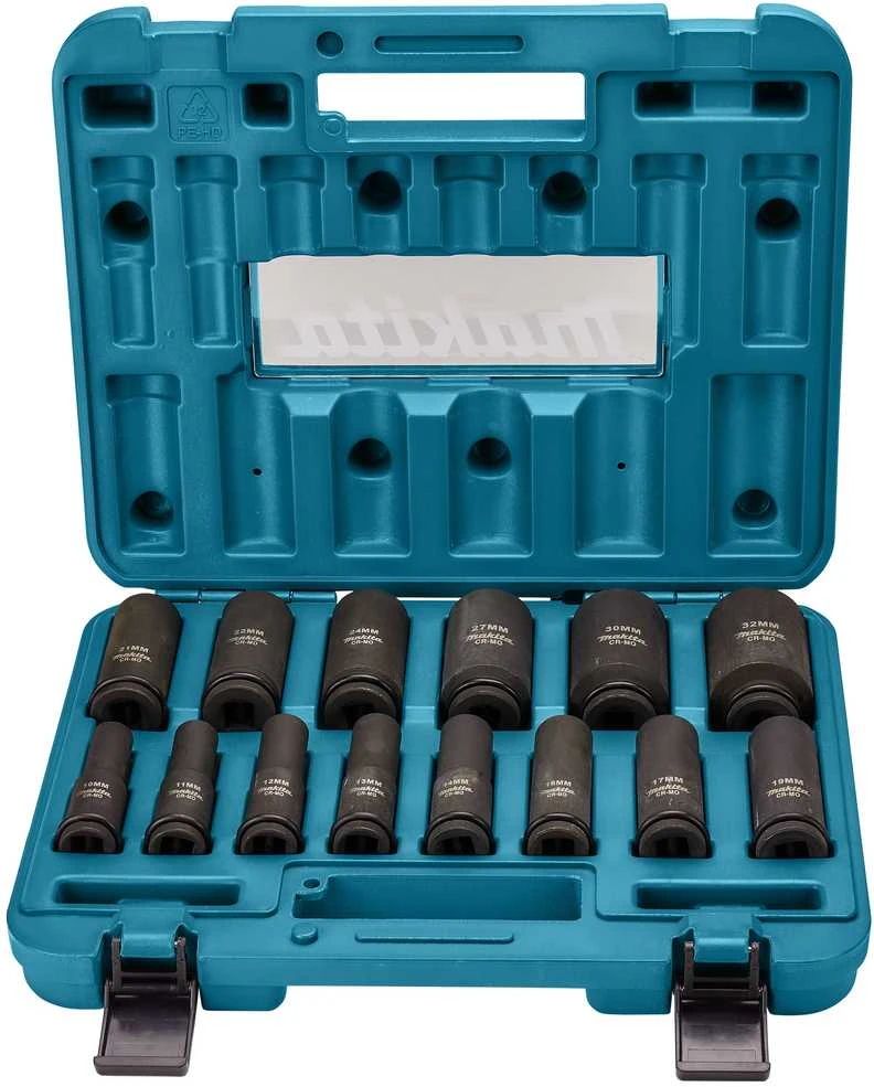 Makita B-52308 Sukimo galvų komplektas 14 vnt. 1/2''x 81mm ( 10, 11, 12, 13, 14, 16, 17, 19, 21, 22, 24, 27, 30, 32mm)