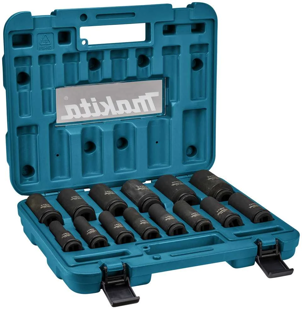 Makita B-52308 Sukimo galvų komplektas 14 vnt. 1/2''x 81mm ( 10, 11, 12, 13, 14, 16, 17, 19, 21, 22, 24, 27, 30, 32mm)