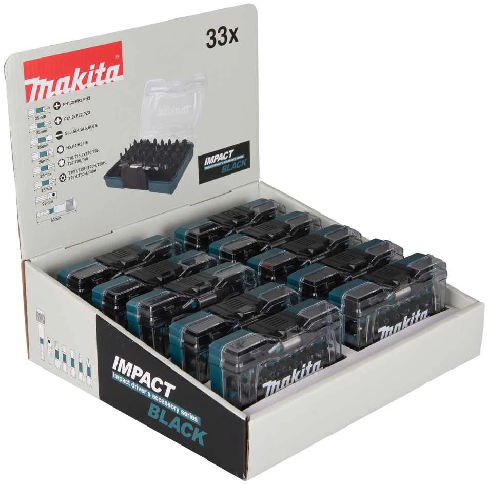 Makita sukimo antgalių rinkinys, 33vnt. (10) IMPACT Juodas E-12441-10