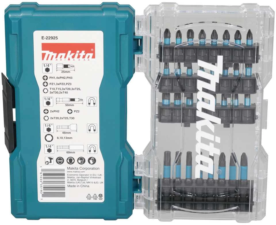 Makita Sukimo antgalių rinkinys Impact Juodas, permatomoje dėžutėje (36 vnt) E-22925