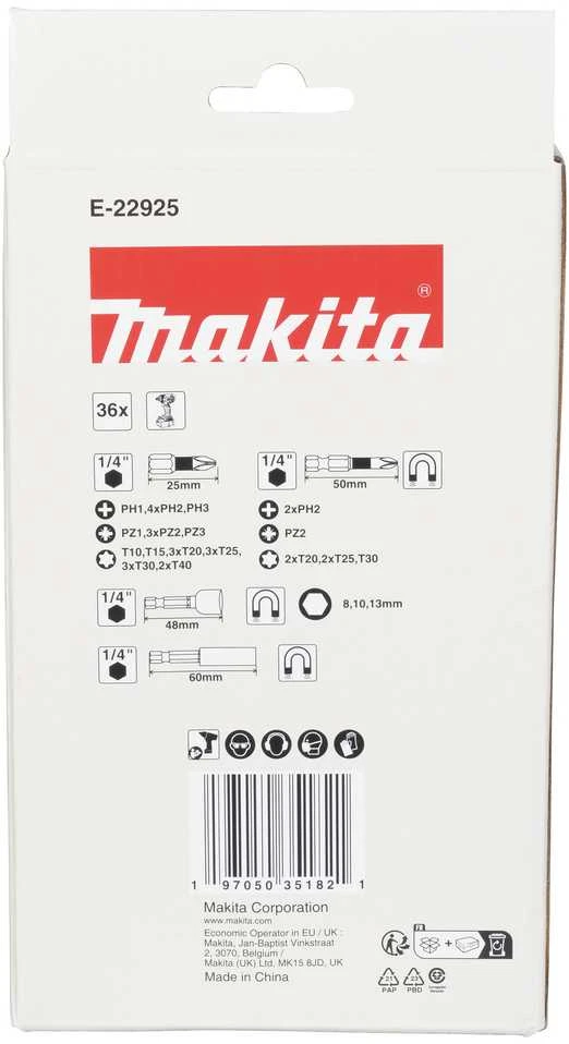 Makita Sukimo antgalių rinkinys Impact Juodas, permatomoje dėžutėje (36 vnt) E-22925
