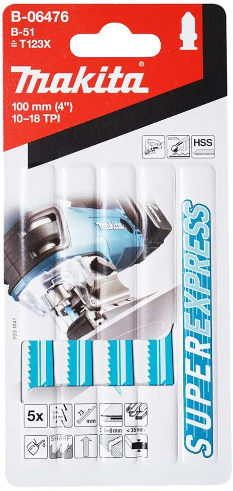 Makita SUPER EXPRESS Siaurapjūklio pjūkleliai B-51 (T123X) 75MM 5Vnt. B-06476