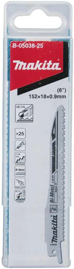 Makita SUPER EXPRESS Tiesinio pjūklo pjūkleliai BIM 152x0,9mm 7-18Tpi, 25Vnt., Metalui B-05038-25