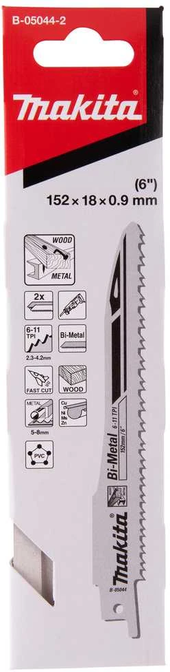 Makita "SUPER EXPRESS Tiesinio pjūklo pjūkleliai BiM 152x0,9mm (6-11tpi), 2Vnt. B-05044-2