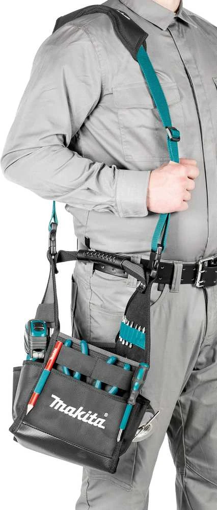Makita Surtvirtintas 4-jų skyrių, universalus, atviras keturkampis krepšys įrankiams. E-15453
