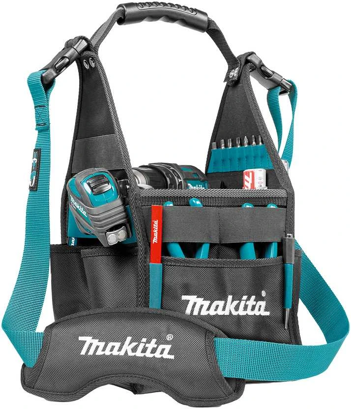 Makita Surtvirtintas 4-jų skyrių, universalus, atviras keturkampis krepšys įrankiams. E-15453