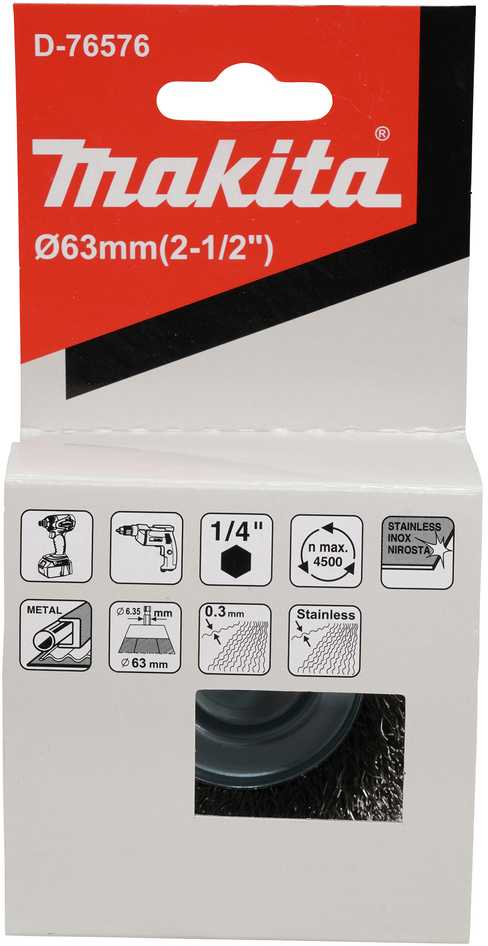 Makita Taurės formos 65mm, su 1/4'' šešiakampiu antgaliu, Nerūdijantis plienas D-76576