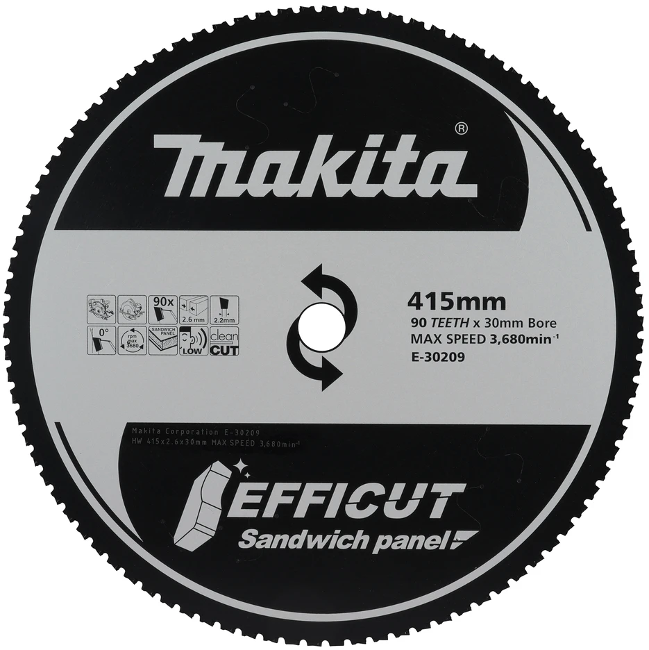 Makita T.C.T. EFFICUT pjovimo diskas daugiasluoksnėms plokštėms, 415 × 30 mm, 90 dantų E-30209