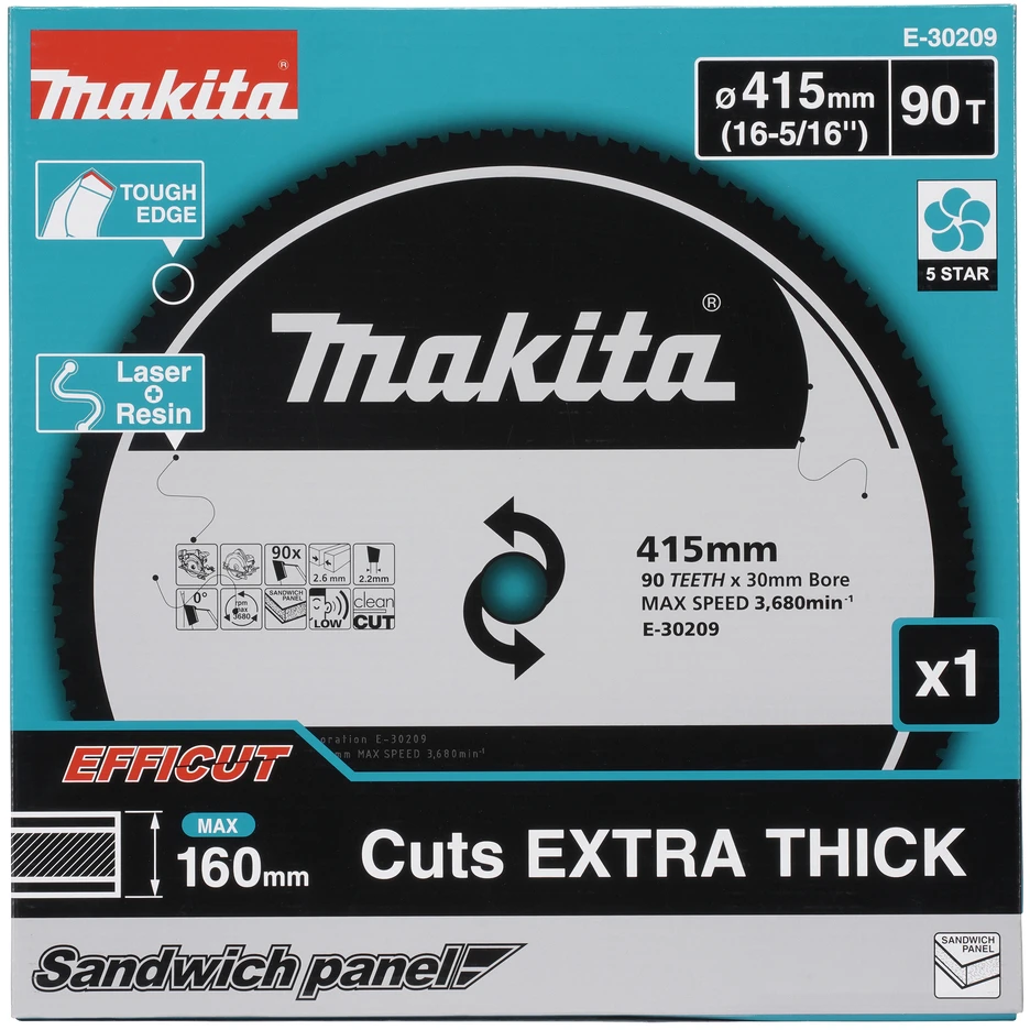 Makita T.C.T. EFFICUT pjovimo diskas daugiasluoksnėms plokštėms, 415 × 30 mm, 90 dantų E-30209