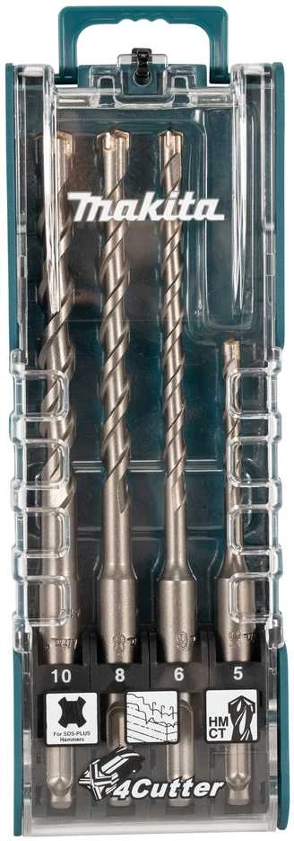 Makita TCT grąžtas SDS-PLUS perforatoriams / 4-ių pjovimo briaunų, 4vnt. Rinkinys (5x110, 6x160, 8x160, 10x160) E-14249