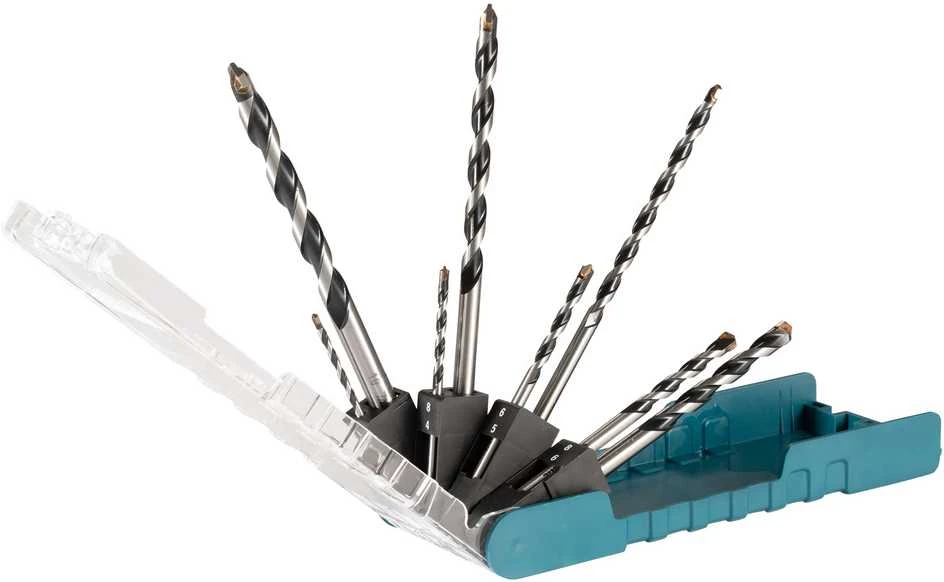 Makita TCT grąžtas su tiesiu kotu / daugialypė medžiaga, 8vnt. Rinkinys (3x70, 4x75, 5x85, 6x100, 6x150, 8x120, 8x150, 10x150) E-15855