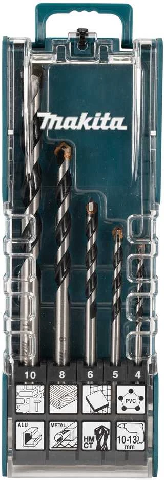 Makita TCT grąžtas su tiesiu kotu / daugialypė medžiaga, 5vnt. Rinkinys (4x75, 5x85, 6x100, 8x120, 10x150) E-14255