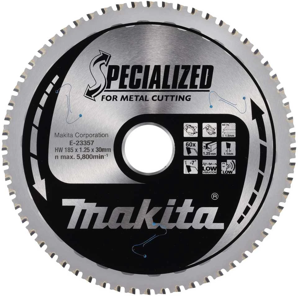 Makita T.C.T. pjovimo ašmenys metalui pjauti 185 x30 x 60T E-23357