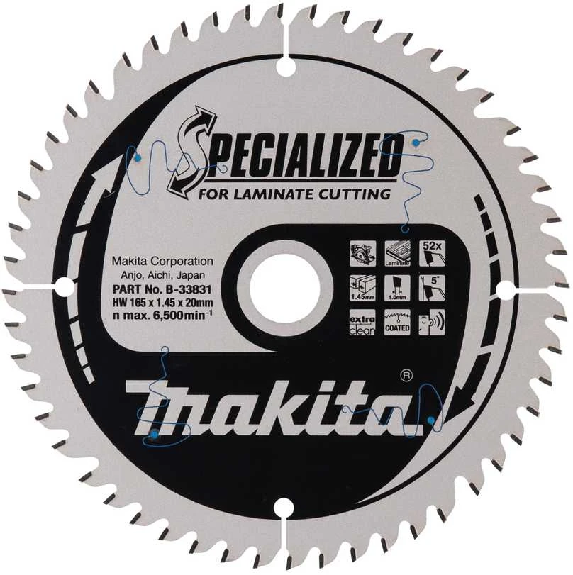 Makita T.C.T. pjovimo diskas B-33831 T.C.T • 165 x20 mm • T52 • 5° • MDF/laminatui