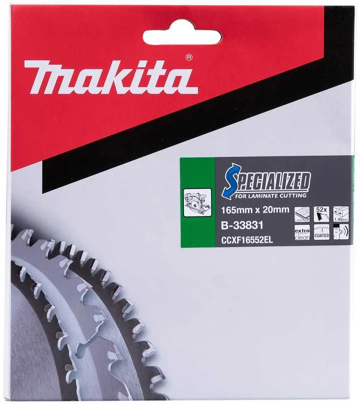 Makita T.C.T. pjovimo diskas B-33831 T.C.T • 165 x20 mm • T52 • 5° • MDF/laminatui