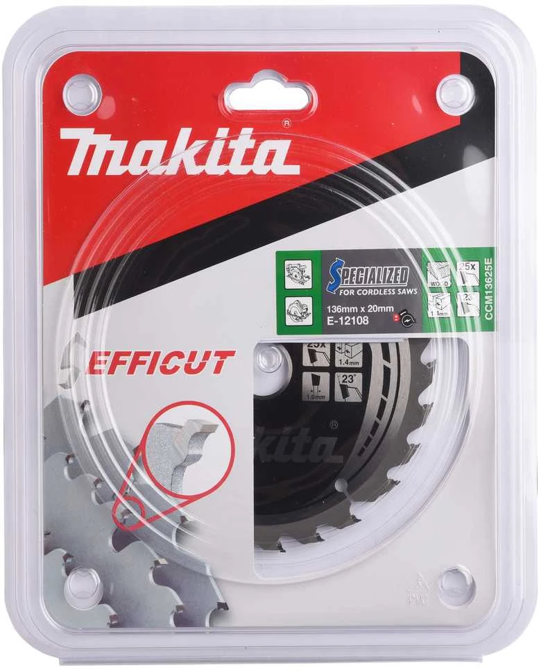 Makita T.C.T. pjūklas 136X1.4X20mm 23° T25 EFFICUT E-12108