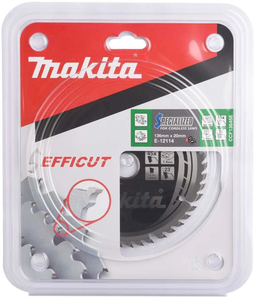 Makita T.C.T. pjūklas 136X1.4X20mm 23° T45 EFFICUT E-12114