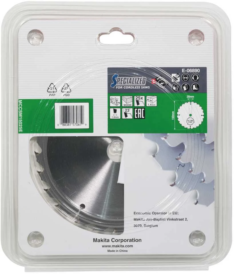 Makita T.C.T. pjūklas 150X1.4X20mm 23° T25 EFFICUT E-06890