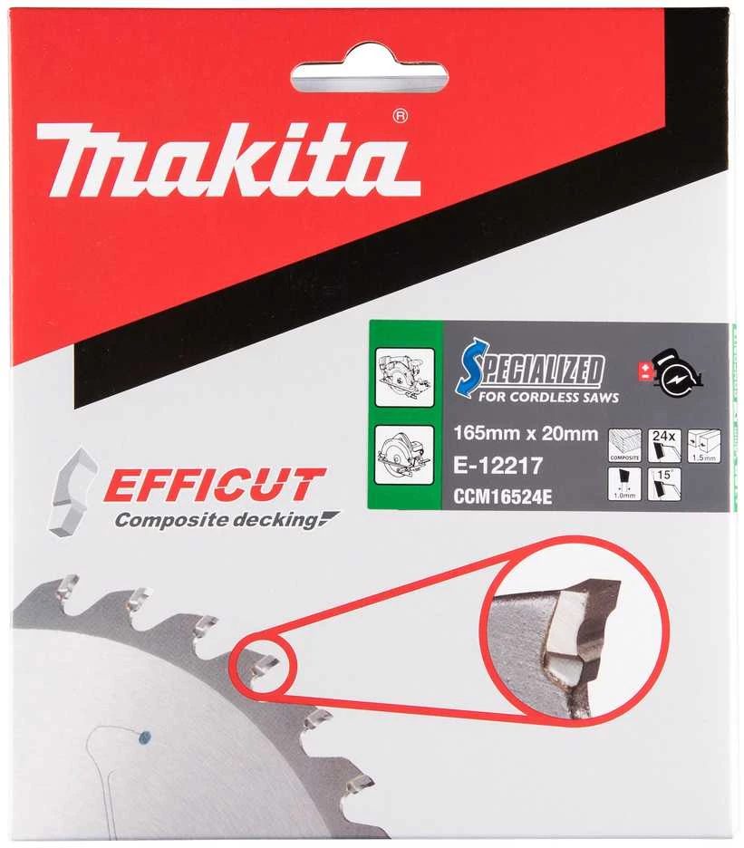 Makita T.C.T. pjūklas 165X1.5X20mm 15° T24 EFFICUT klijuotoms plokštėms E-12217