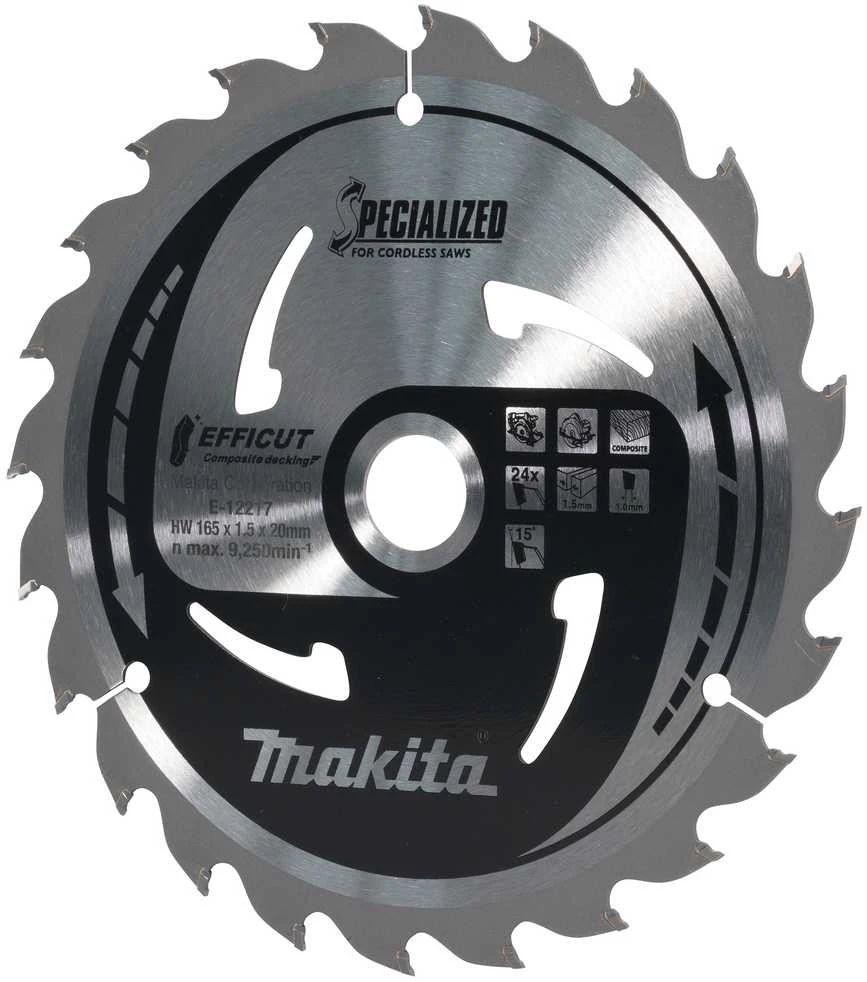 Makita T.C.T. pjūklas 165X1.5X20mm 15° T24 EFFICUT klijuotoms plokštėms E-12217