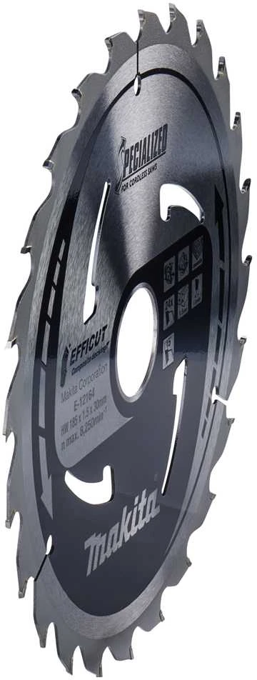 Makita T.C.T. pjūklas 185X1.5X30mm 15° T24 EFFICUT klijuotoms plokštėms E-12164