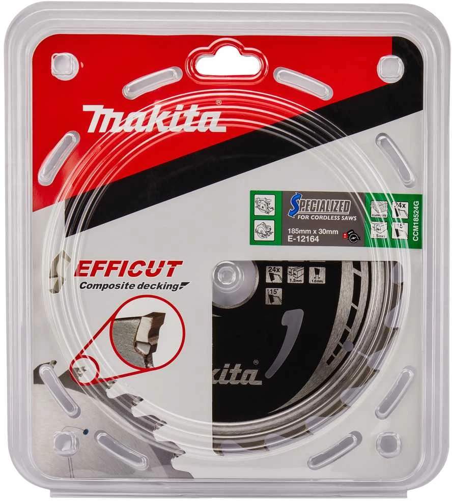 Makita T.C.T. pjūklas 185X1.5X30mm 15° T24 EFFICUT klijuotoms plokštėms E-12164