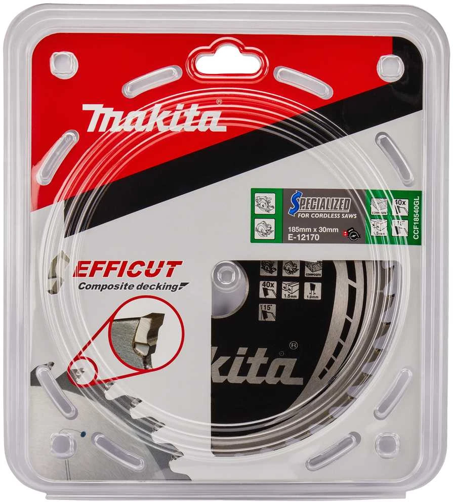 Makita T.C.T. pjūklas 185X1.5X30mm 15° T40 EFFICUT klijuotoms plokštėms E-12170