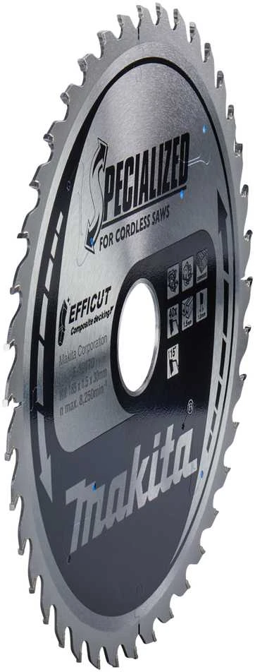 Makita T.C.T. pjūklas 185X1.5X30mm 15° T40 EFFICUT klijuotoms plokštėms E-12170