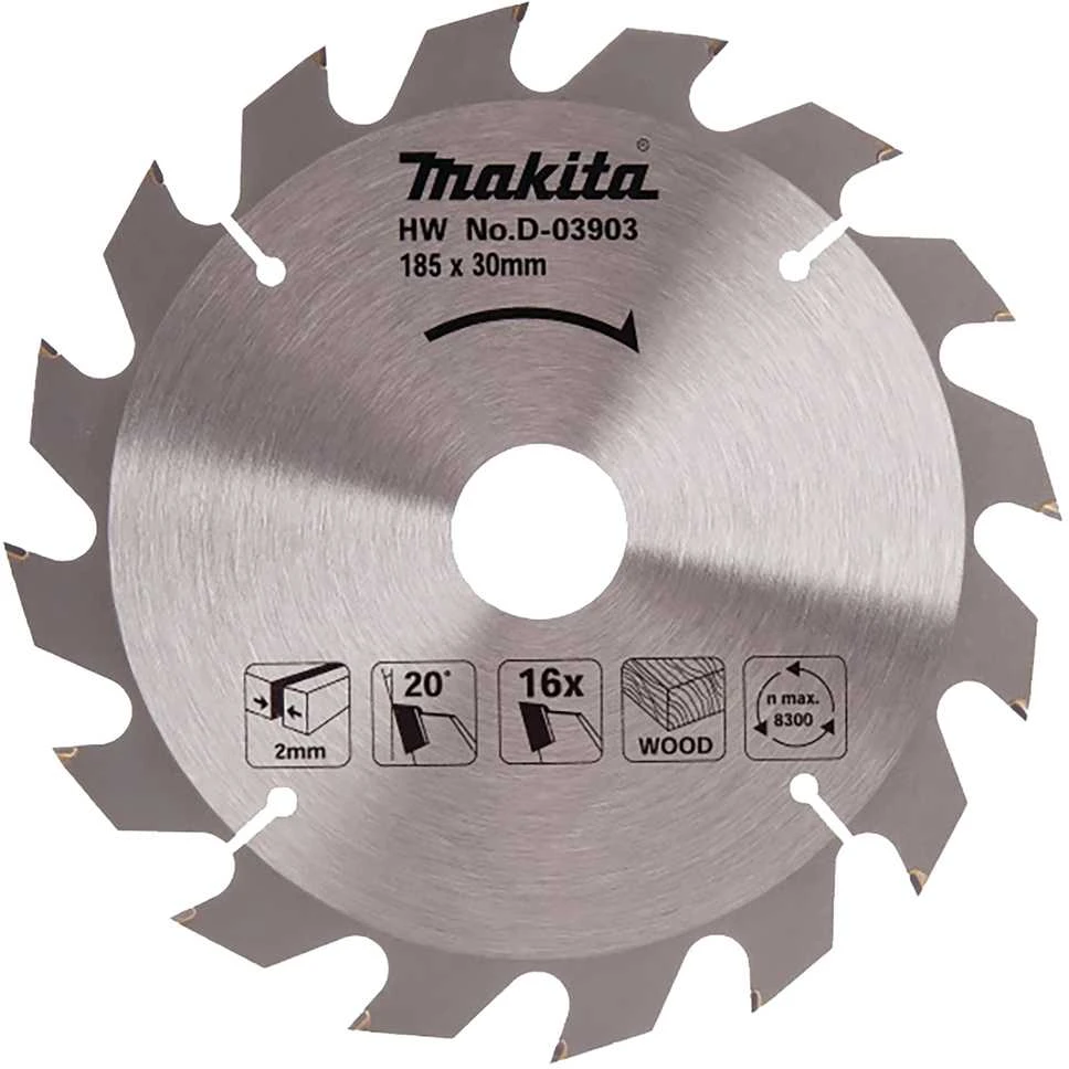 Makita D-03903 Pjovimo diskas medienai 185x30/20/16x2,0mm 16T 20° 5704R 5705R