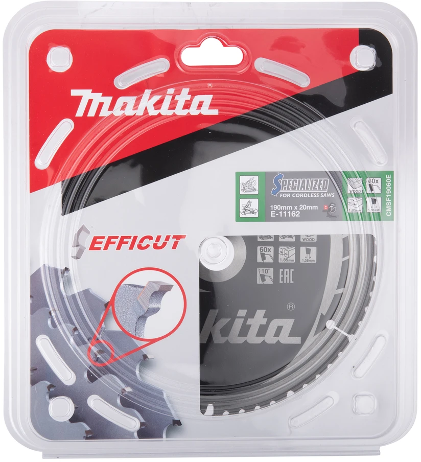 Makita T.C.T. pjūklas 190X20X1,85mm 10° T60 EFFICUT E-11162