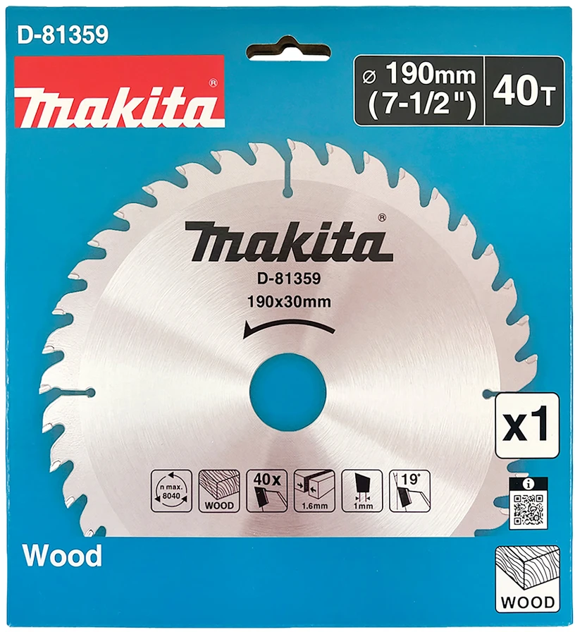 Makita T.C.T. pjūklas 190X2.2X30mm 15° T40 D-81359