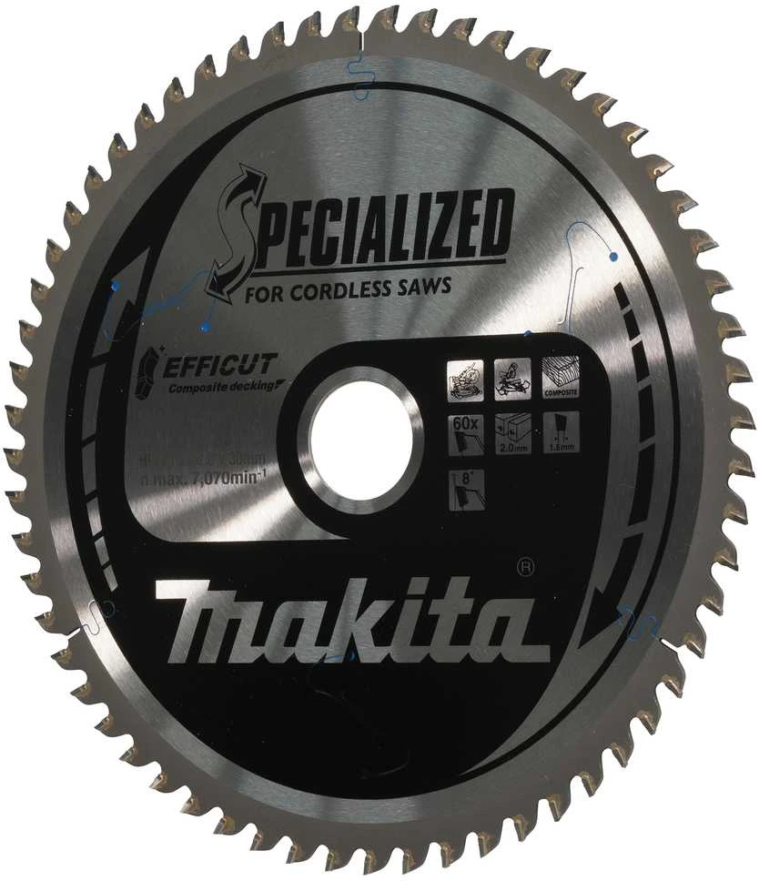 Makita T.C.T. pjūklas 216X2.0X30mm 15° T60 EFFICUT klijuotoms plokštėms E-12192