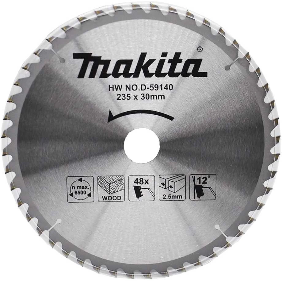 Makita T.C.T. pjūklas 235X2.5X30mm 12° T48 D-59140 T.C.T • 235 x30 mm • T48 • 12° • Medienai