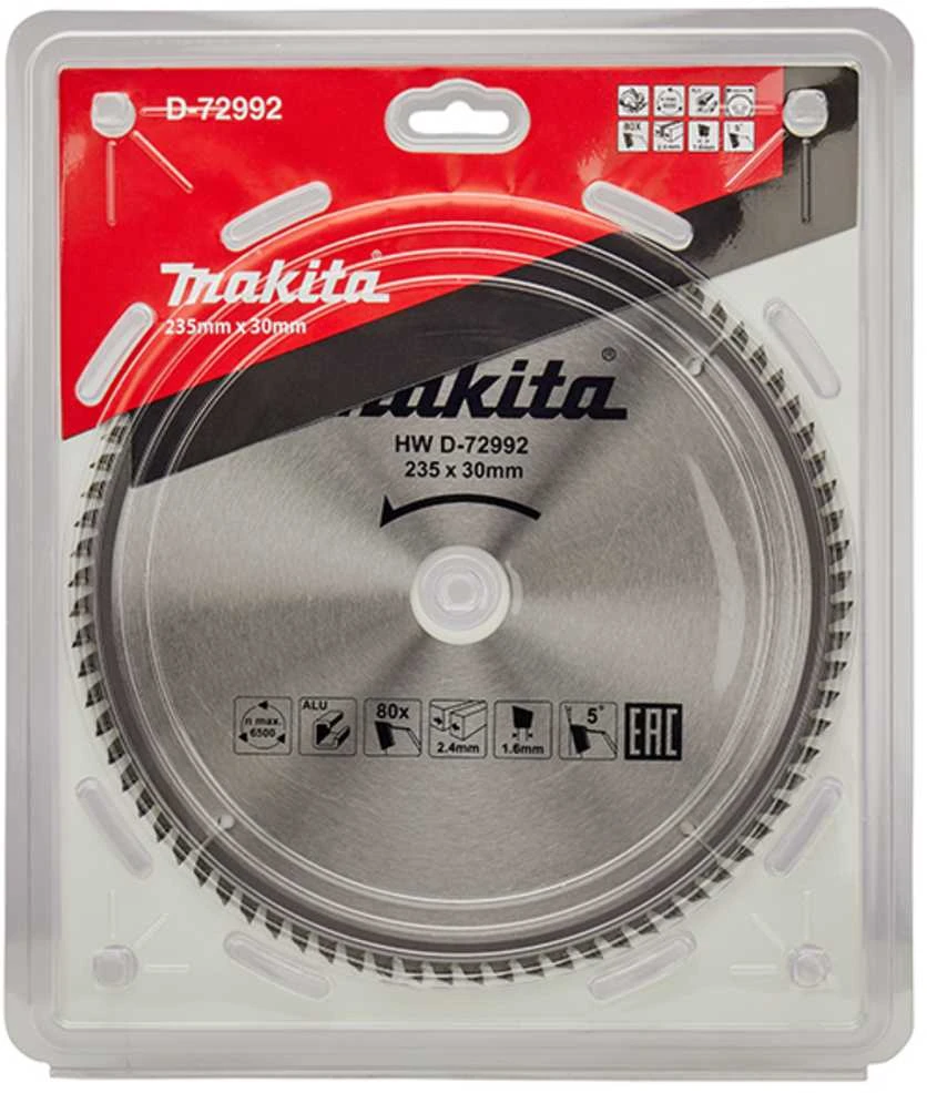 Makita T.C.T. pjūklas 235X30mm 5° T80 aliuminio pjovimui D-72992
