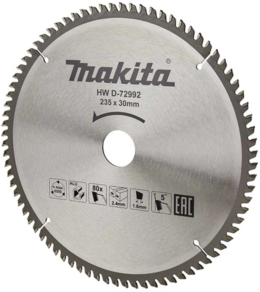 Makita T.C.T. pjūklas 235X30mm 5° T80 aliuminio pjovimui D-72992
