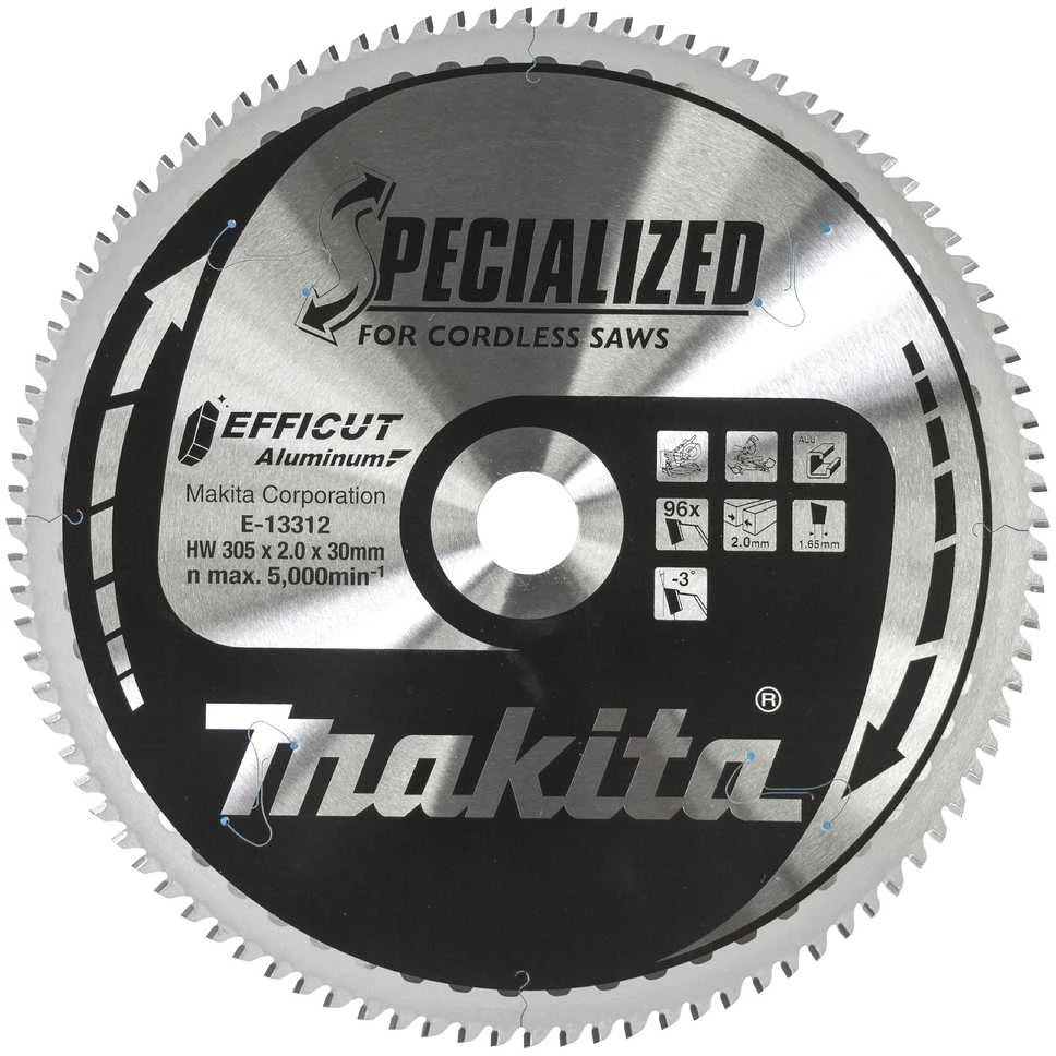 Makita T.C.T. pjūklas 305X30X2MM -3° , T96, EFFICUT Aluminum E-13312