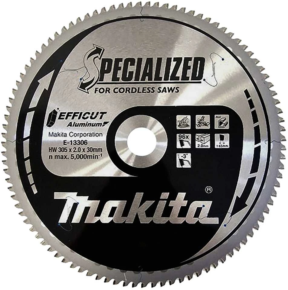 Makita T.C.T. pjūklas 305X30X2MM -3° , T96, EFFICUT Aluminum E-13312