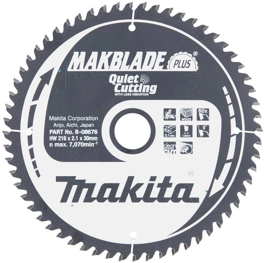 Makita T.C.T. pjovimo diskas medienai MAKBLADE PLUS 216X2.1X30mm 5° T60 B-08676