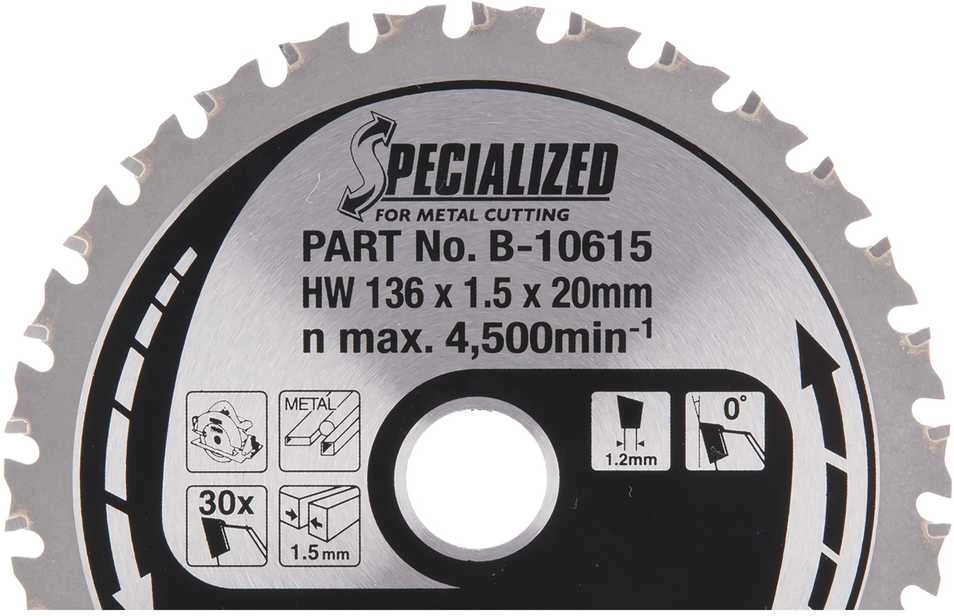 Makita T.C.T. pjūklas SPECIALIZED 136X1.5X20mm 0° T30 B-10615 T.C.T • 136 x20 mm • T30 • 0° • Metalui