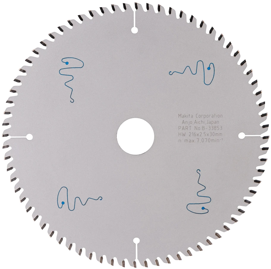 Makita T.C.T. pjūklas SPECIALIZED 216X2.5X30mm 5° T72 T.C.T. pjūklas SPECIALIZED 216X2.5X30mm 5° T72 T.C.T. pjūklas SPECIALIZED 216X2.5X30mm 5° T72 B-33853 T.C.T • 216 x30 mm • T72 • 5° • Laminatui