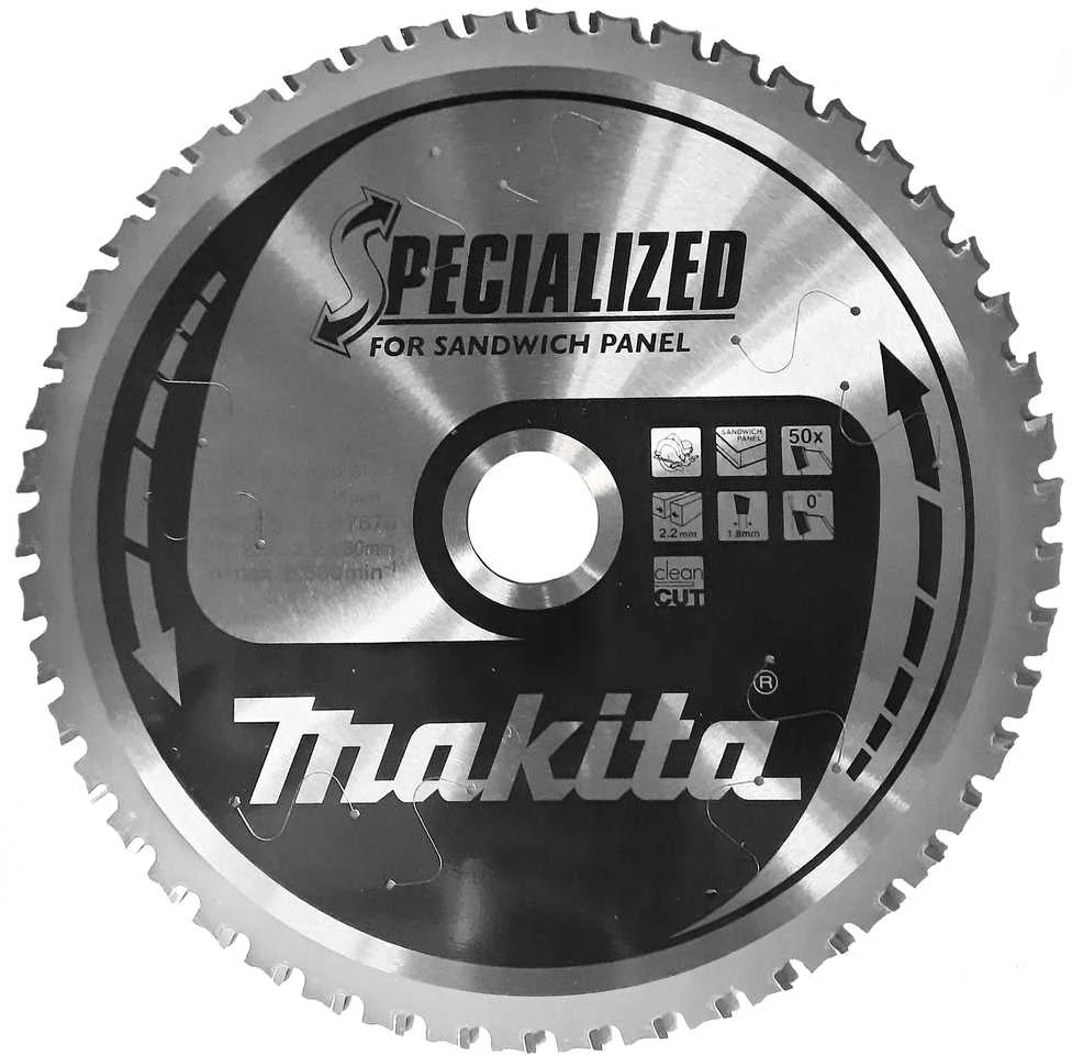 Makita T.C.T. pjūklas SPECIALIZED 235X2.2X30mm 0° T50 B-17675 T.C.T • 235 x30 mm • T50 • 0° • Daugiasluoknėms plokštėms