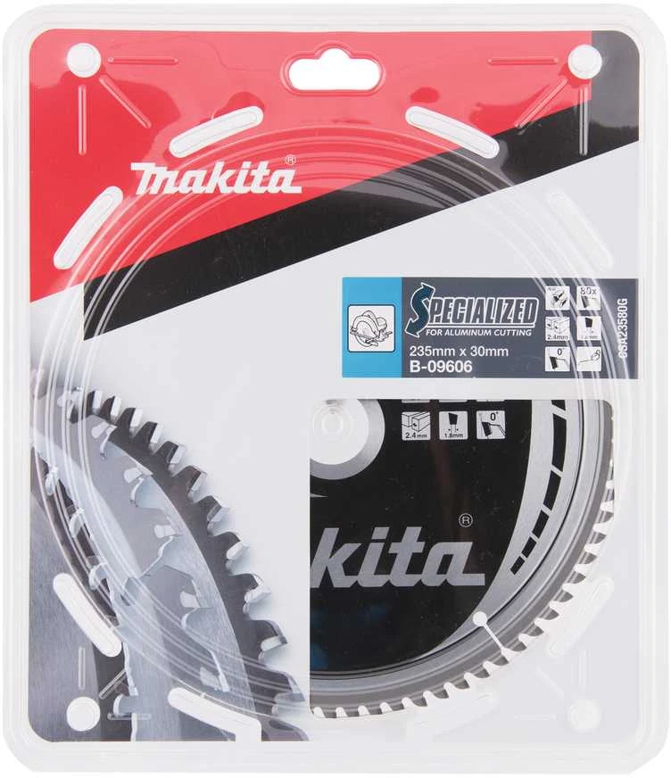 Makita T.C.T. pjūklas SPECIALIZED 235X2.4X30mm 0° T80 B-09606 T.C.T • 235 x30 mm • T80 • 0° • Aliuminiui