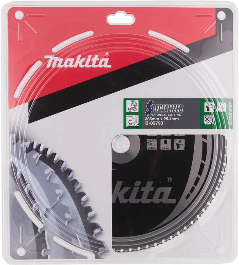 Makita T.C.T. pjūklas SPECIALIZED 305X2.3X25.4mm -5° T78 B-09793 T.C.T • 305 x25.4 mm • T78 • -5° • Metalui