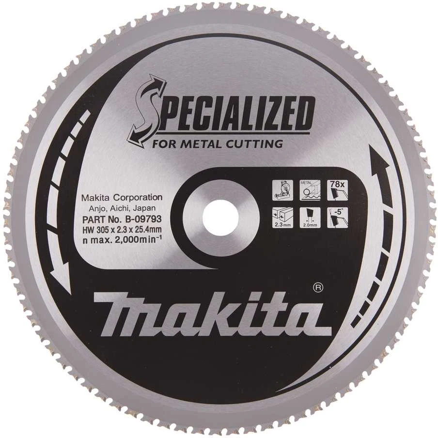 Makita T.C.T. pjūklas SPECIALIZED 305X2.3X25.4mm -5° T78 B-09793 T.C.T • 305 x25.4 mm • T78 • -5° • Metalui